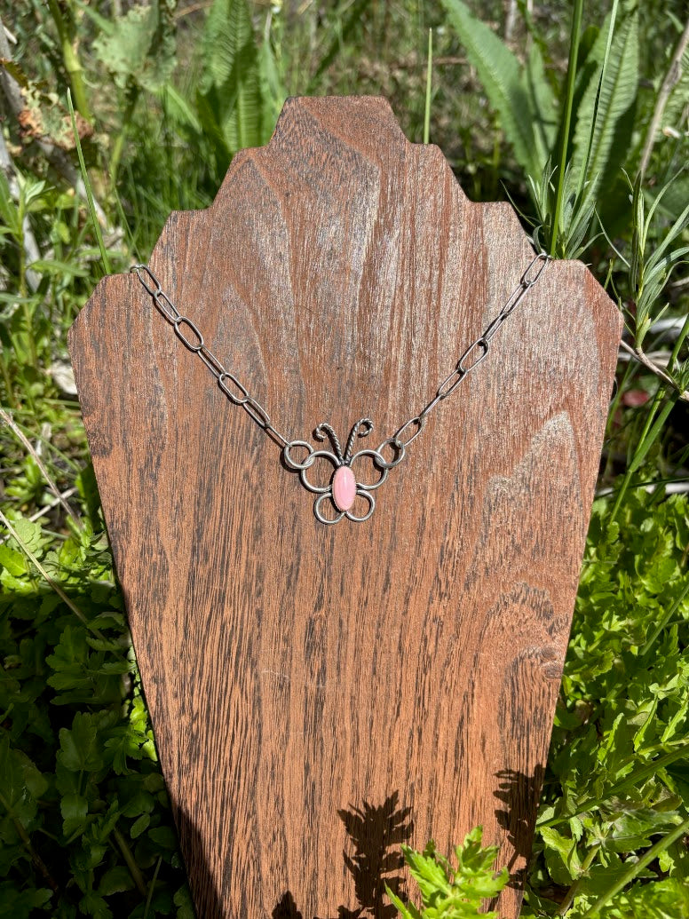 Pink Conch Butterfly Necklace