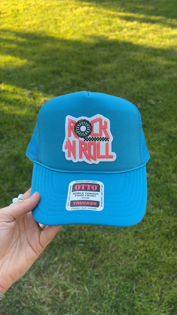 Turquoise Rock n Roll Trucker Hat