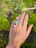 Pink Conch Heart and Turquoise Ring