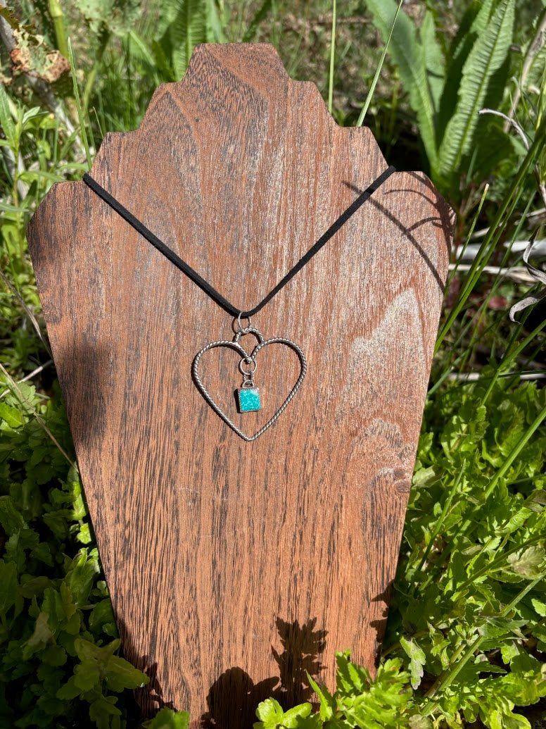 Turquoise Hanging Heart Necklace