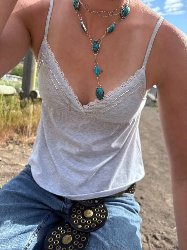Hubei Turquoise Lariat Necklace