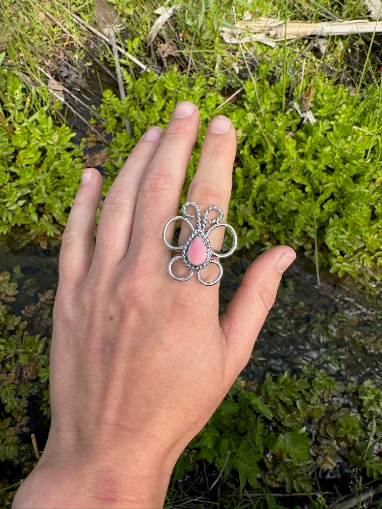 Pink Conch Butterfly Ring
